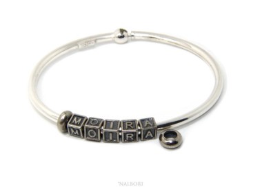RMB|ARGENTO 925 : Bracciale donna uomo CHARME chiusura brevettata ovale - Nalbori componibili - con 2 STOP 5 lettere MARIA