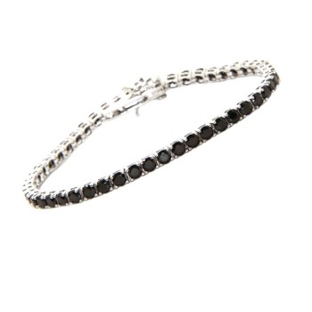 RMB|anklet or tennis bracelet 925 silver black zircon 3 mm NALBORI