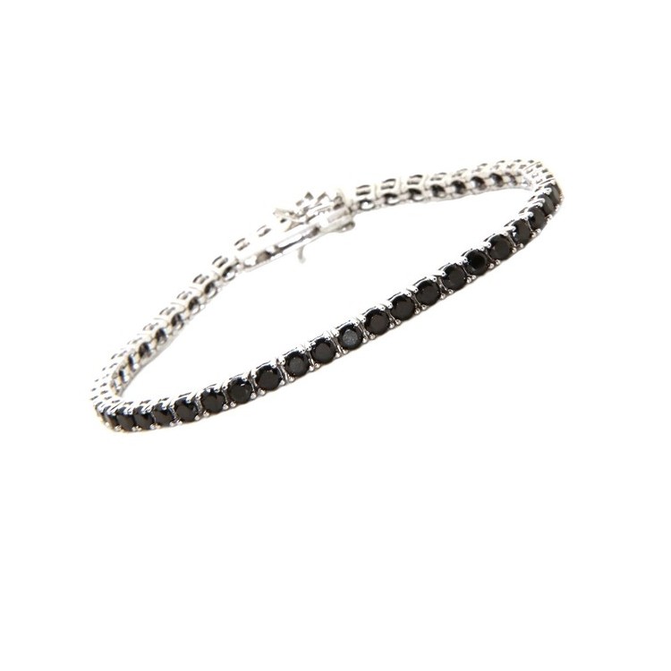 RMB|cavigliera o bracciale tennis argento 925 zircone nero 3 mm NALBORI