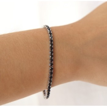 RMB|anklet or tennis bracelet 925 silver black zircon 3 mm NALBORI