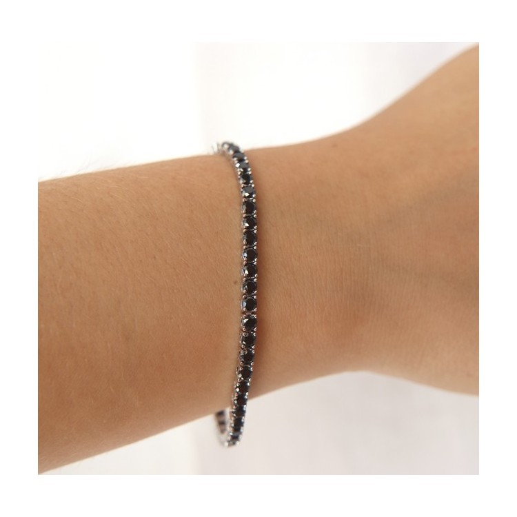 RMB|anklet or tennis bracelet 925 silver black zircon 3 mm NALBORI