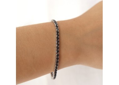 RMB|cavigliera o bracciale tennis argento 925 zircone nero 3 mm NALBORI