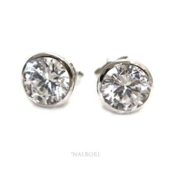 RMB|Silver 925: earrings woman man large onion 8 mm cubic zirconia
