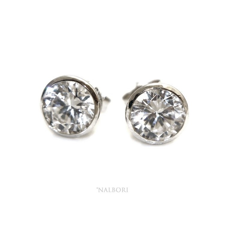 RMB|Silver 925: earrings woman man large onion 8 mm cubic zirconia