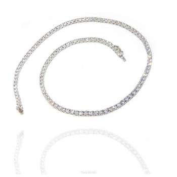 RMB|925: Necklace Collier Tennis woman model with cubic zirconia jaws 3mm brilliant cut