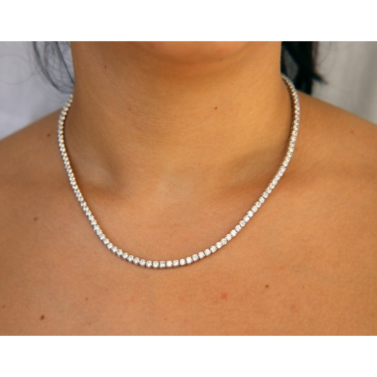 RMB|nalbori Argento 925 : Collana Collier donna modello Tennis con zirconi bianchi griffe 3 mm taglio brillante