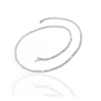 RMB|925: Necklace Collier Tennis woman model with cubic zirconia jaws 3mm brilliant cut