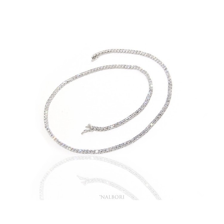 RMB|925: Necklace Collier Tennis woman model with cubic zirconia jaws 3mm brilliant cut