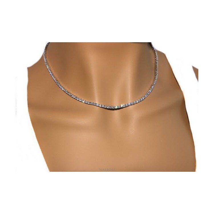 RMB|Collana Tennis  argento 925 con zirconi bianchi griffe 2,5 mm taglio brillante NALBORI