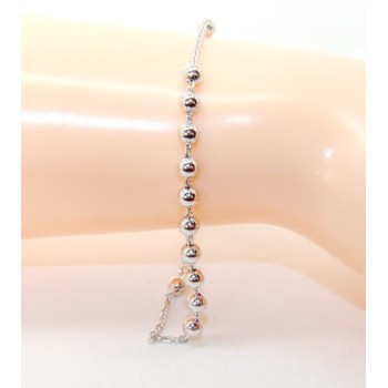 RMB|Rosary bracelet for men and women in 925 sterling silver smooth cross 4 mm balls various lengths Clear
