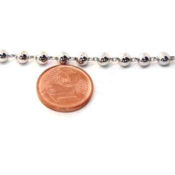 RMB|Bracciale rosario per uomo e donna in Argento 925 croce liscia palline 4 mm varie lunghezze Rodiato