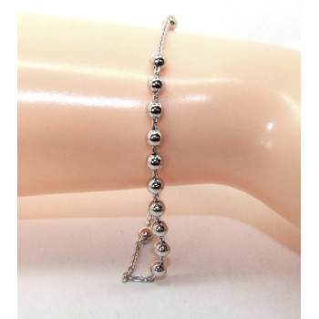 RMB|Rosary bracelet for men and women in 925 sterling silver cross smooth balls 4 mm various lengths Rhodium