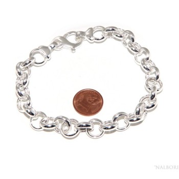 RMB|Woman bracelet in 925 silver, not rhodium, rolo 'circles also to hang pendants 19 - 20 cm