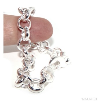 RMB|Bracciale donna in Argento 925 non rodiato, rolo' cerchi anche per appendere ciondoli 19 - 20 cm