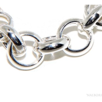 RMB|Woman bracelet in 925 silver, not rhodium, rolo 'circles also to hang pendants 19 - 20 cm
