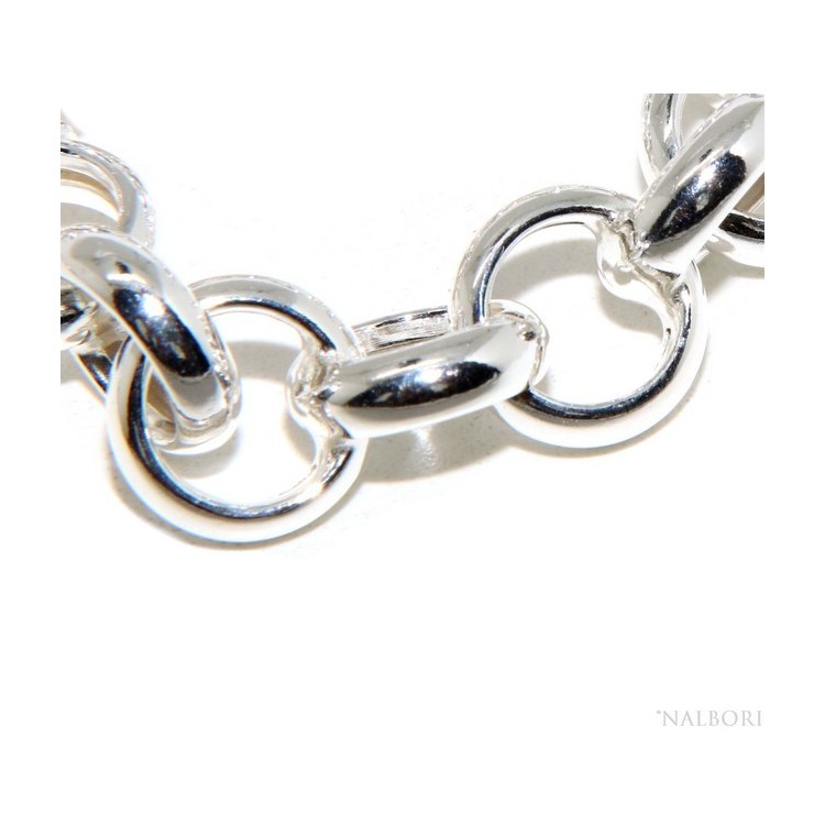 RMB|Bracciale donna in Argento 925 non rodiato, rolo' cerchi anche per appendere ciondoli 19 - 20 cm