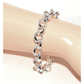 RMB|Woman bracelet in 925 silver, not rhodium, rolo 'circles also to hang pendants 19 - 20 cm