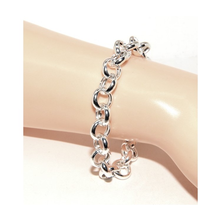RMB|Woman bracelet in 925 silver, not rhodium, rolo 'circles also to hang pendants 19 - 20 cm
