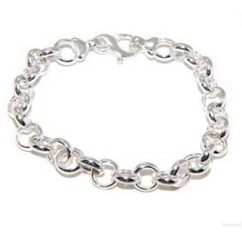 RMB|Bracciale donna in Argento 925 non rodiato, rolo' cerchi anche per appendere ciondoli 19 - 20 cm