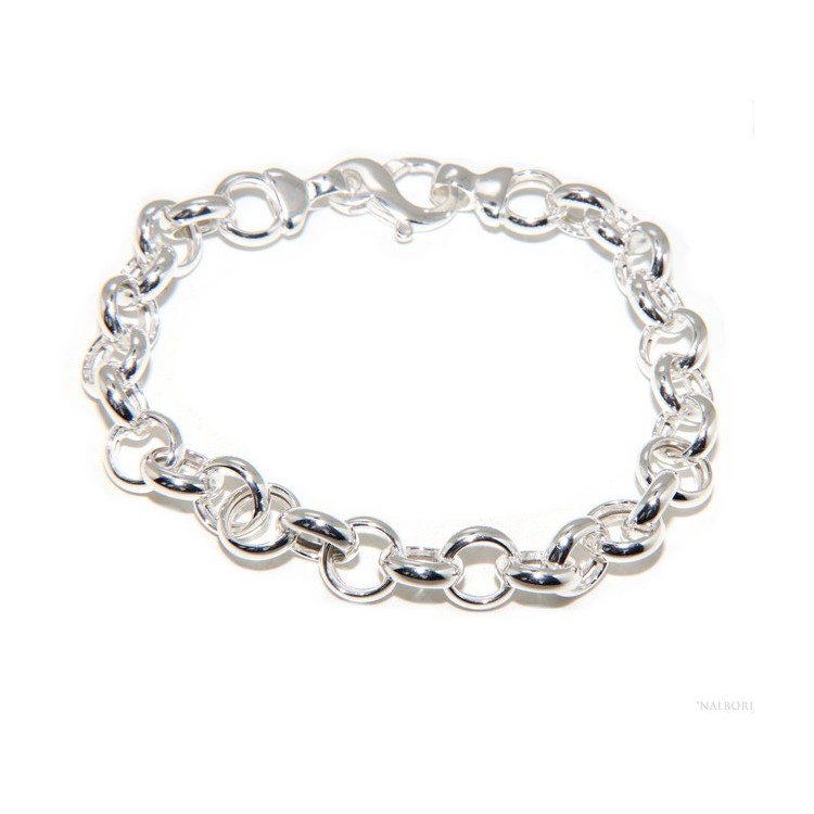 RMB|Woman bracelet in 925 silver, not rhodium, rolo 'circles also to hang pendants 19 - 20 cm