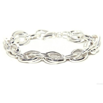 RMB|Bracciale donna in Argento 925 non rodiato, maglia ovale doppia 17 cm