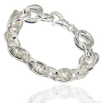 RMB|Woman bracelet in 925 sterling silver, 17 cm double oval link