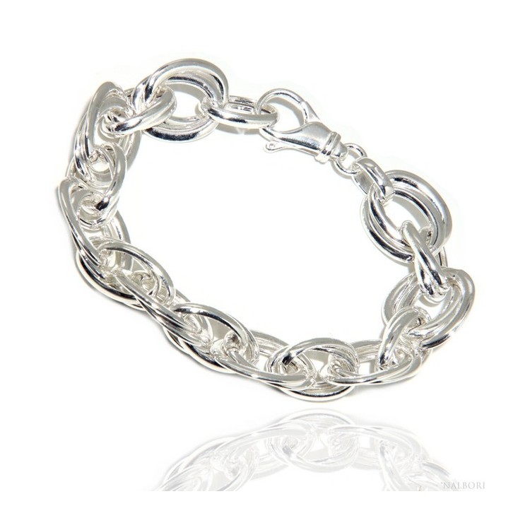 RMB|Woman bracelet in 925 sterling silver, 17 cm double oval link