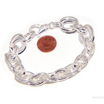 RMB|Bracciale donna in Argento 925 non rodiato, maglia ovale doppia 17 cm