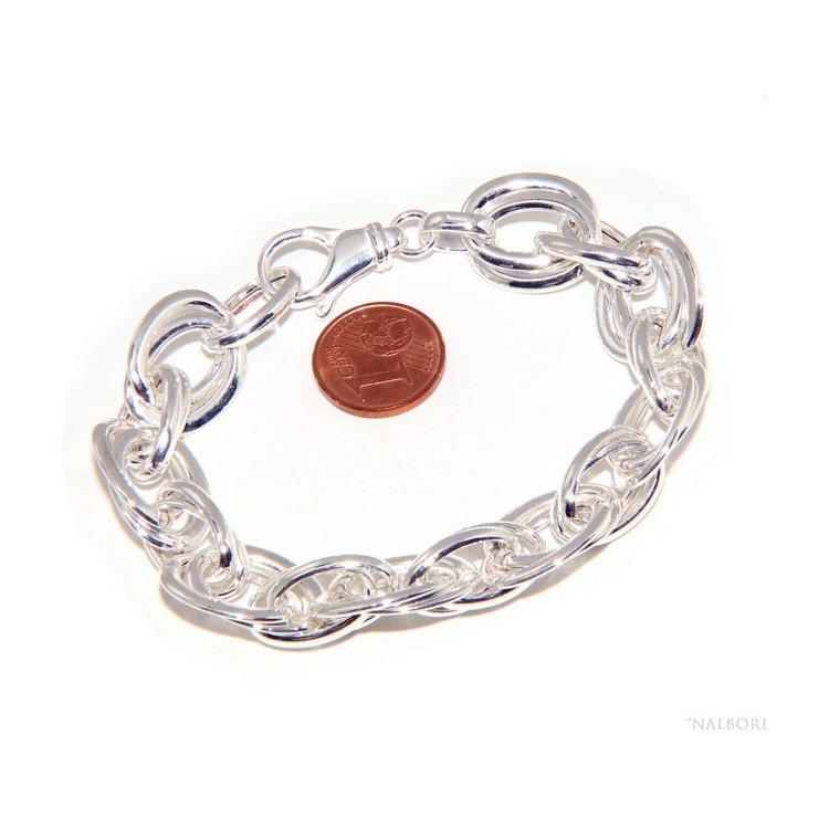 RMB|Woman bracelet in 925 sterling silver, 17 cm double oval link