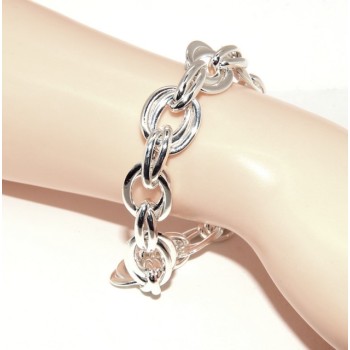RMB|Woman bracelet in 925 sterling silver, 17 cm double oval link