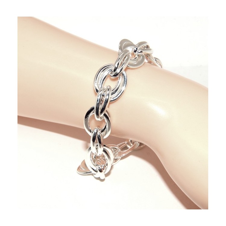 RMB|Woman bracelet in 925 sterling silver, 17 cm double oval link