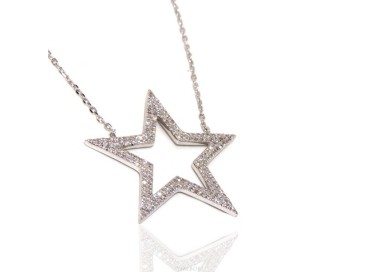 RMB|Collier necklace woman 925 SILVER with big star pendant pavé white cubic zirconia