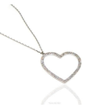 RMB|Necklace woman necklace SILVER 925 with big heart pendant white cubic zirconia