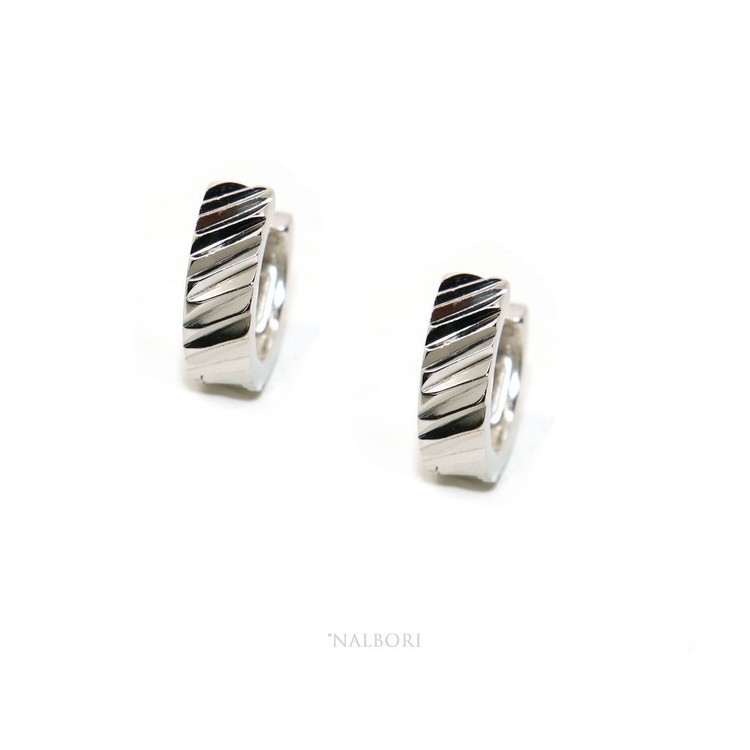 RMB|Silver 925: massive earrings with circles for man and woman diamonds 13 mm 1 pair