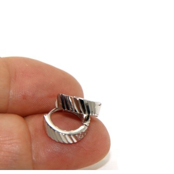 RMB|NALBORI Silver 925: massive earrings with circles for man and woman diamonds 13 mm 1 pair