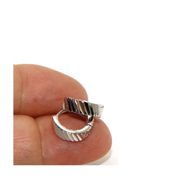 RMB|NALBORI Silver 925: massive earrings with circles for man and woman diamonds 13 mm 1 pair