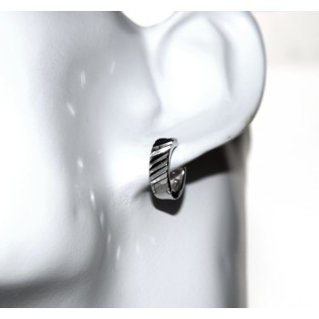 RMB|Silver 925: massive earrings with circles for man and woman diamonds 13 mm 1 pair