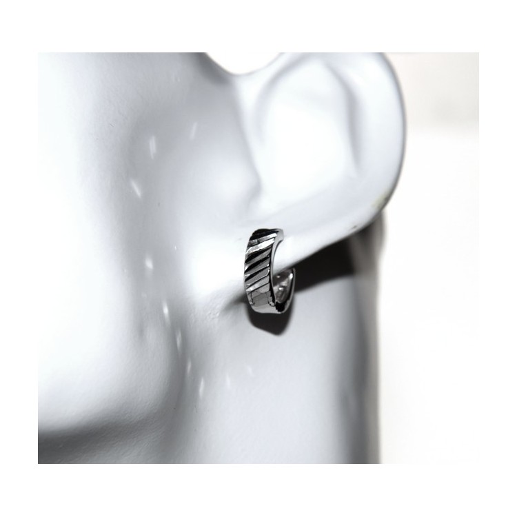 RMB|Silver 925: massive earrings with circles for man and woman diamonds 13 mm 1 pair