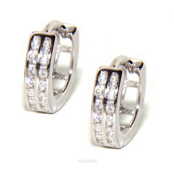 RMB|Silver 925 earrings man woman circle anelle bushes with 2 rows of cubic zirconia 13mm