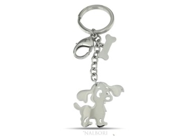 RMB|Key ring man or woman in steel hook and ring with dog and laser cutting bone