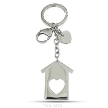 RMB|Key ring man or woman in steel hook and ring house and heart laser cut