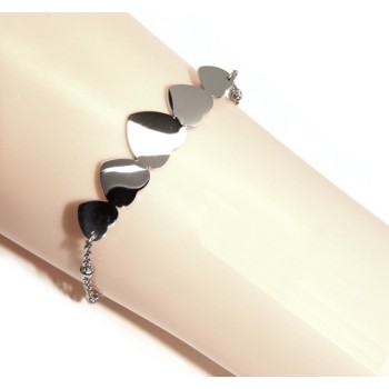 RMB|NALBORI bracciale donna acciaio anallergico con centrale 5 cuori