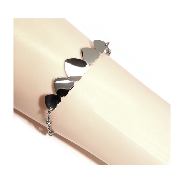 RMB|NALBORI bracelet woman anallergic steel with central 5 hearts