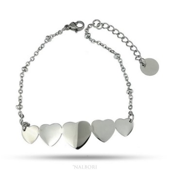 RMB|NALBORI bracelet woman anallergic steel with central 5 hearts