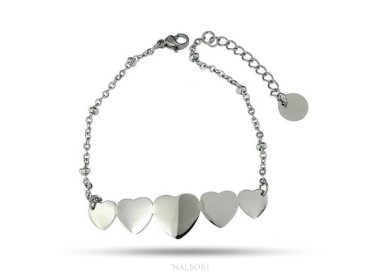 RMB|NALBORI bracelet woman anallergic steel with central 5 hearts
