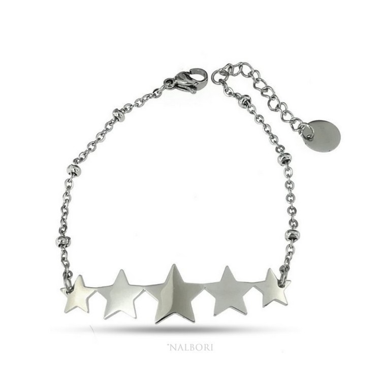 RMB|NALBORI bracciale donna acciaio anallergico con centrale 5 stelle