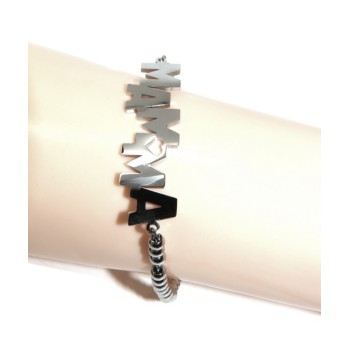 RMB|NALBORI bracelet woman steel hypoallergenic balls with plate MAM and heart