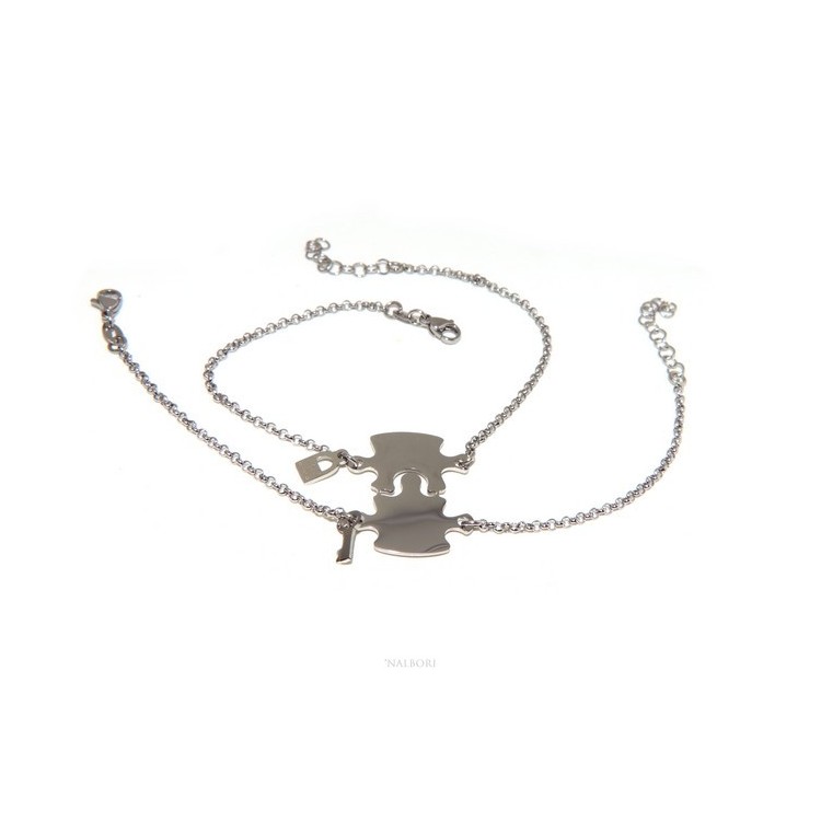 RMB|NALBORI double hypoallergenic steel bracelet he she key padlock puzzle