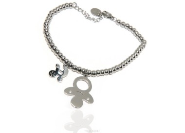 RMB|NALBORI stainless steel bracelet hypoallergenic balls with pacifier pram pendant