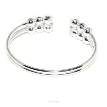 RMB|ARGENTO 925 : Bracciale donna schiava aperto doppio contrarie' palline sfaccettat